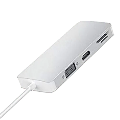 LINKOM Multiport hub USB-C sa 8 porta - LINKOM498  2x USB-A 3.0 HDMI Micro SD RJ45 SD USB-C VGA D-sub USB 3.0 - C Siva