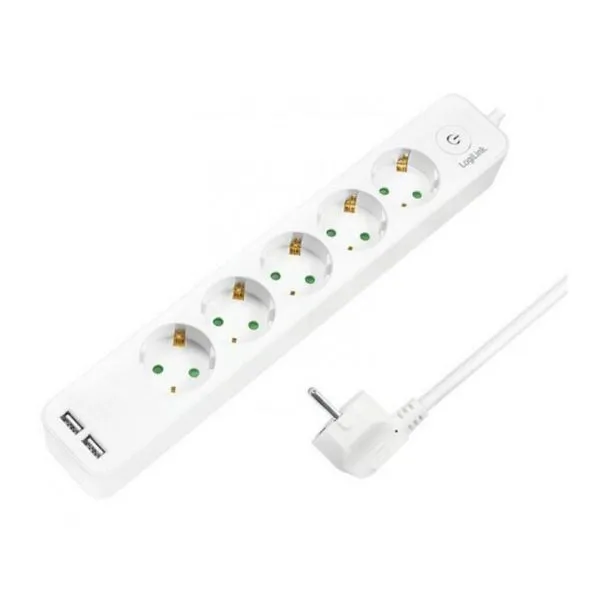 LOGILINK Produžni kabl 5 mesta 2 USB prekidač 15m beli (4783)
