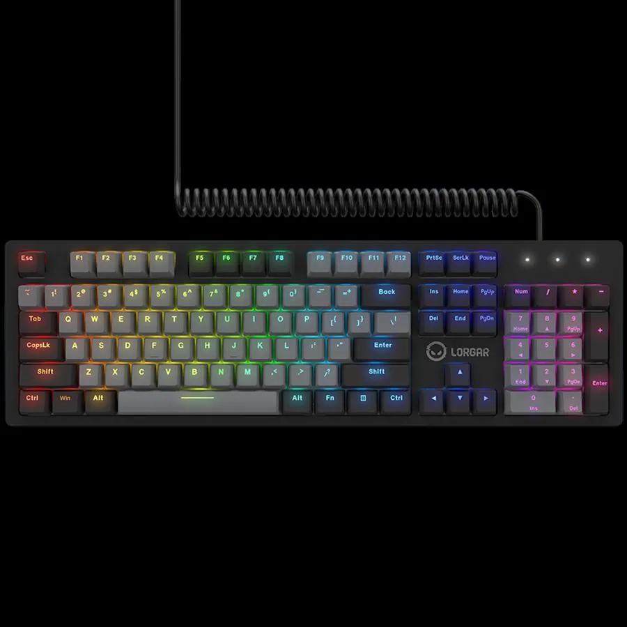 LORGAR Azar 514 Wired mechanical gaming keyboard RGB backlight 1680000 colour variations 18 modes keys number: 104 50M clicks linear dream switches spring cable up to 3.4m ABS plastic+metal magnetic cover 450*136*39mm 1.17kg black EN la