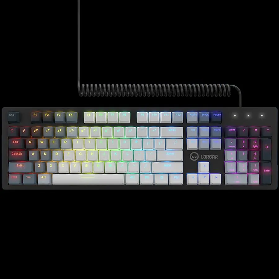 LORGAR Azar 514 Wired mechanical gaming keyboard RGB backlight 1680000 colour variations 18 modes keys number: 104 50M clicks linear dream switches spring cable up to 3.4m ABS plastic+metal magnetic cover 450*136*39mm 1.17kg white EN la