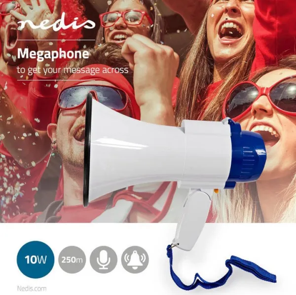 MEPH150WT Megafon 115dB max.250m ugradjena sirena i funkcija snimanja Blue/White