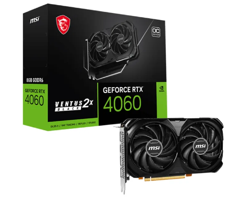 MSI GeForce RTX 4060 8GB VENTUS 2X BLACK OC 8GB GDDR6 128bit