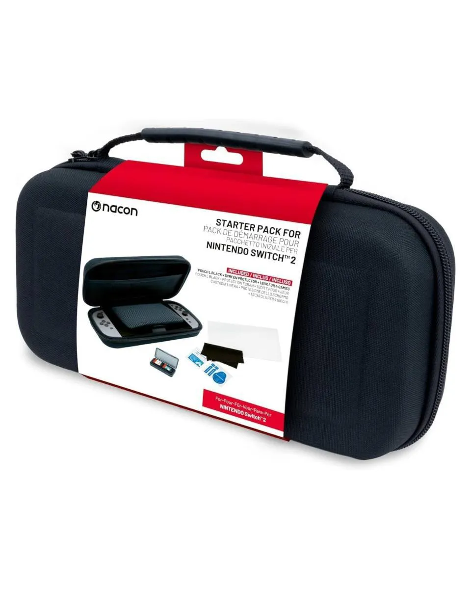 Nacon Switch 2 Starter Pack Black - (pouch Screen Protector Box For 4 Games)