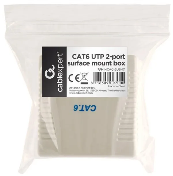 NCAC-2U6-01 Gembird CAT6 UTP 2-port kutija za površinsku montažu za RJ45