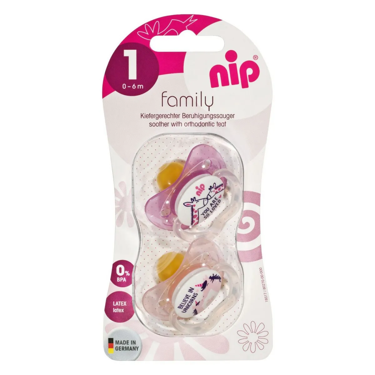 NIP FAMILY KAUČUK LAŽA 0-6 2 KOM DEVOJČICE