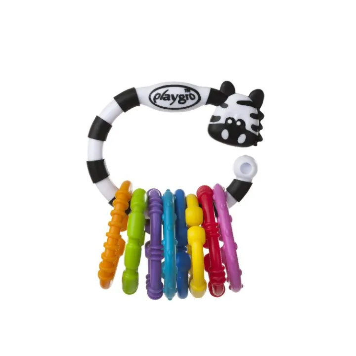 PLAYGRO ZVEČKA U OBLIKU ZEBRE SA KARIKAMA