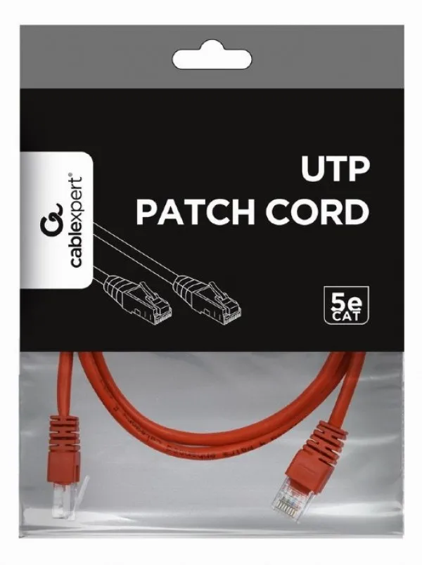 PP12-1M/R Gembird Mrezni kabl CAT5e UTP Patch cord 1m red