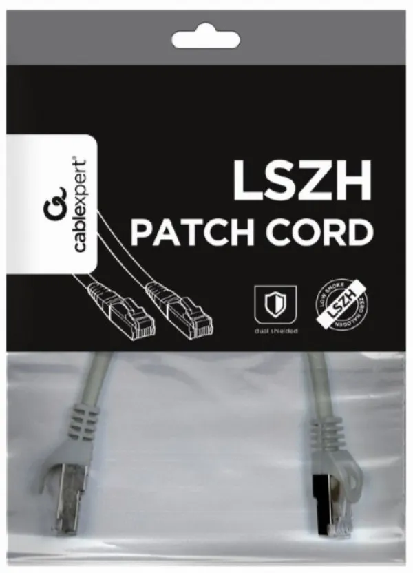 PP6A-LSZHCU-0.25M Gembird Mrezni kabl SFTP CAT.6A BAKARNI LSZH Patch cord 0.25m Grey