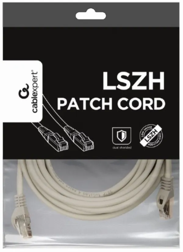 PP6A-LSZHCU-5M Gembird Mrezni kabl SFTP CAT.6A BAKARNI LSZH Patch cord 5m Grey