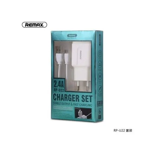 REMAX Strujni FAST punjac 24A 2x USB+ TIP C kabl 1m beli