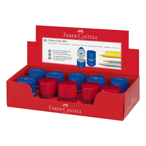 Rezač za grafitne olovke FABER CASTELL Rezač za grafitnu olovku Grip Trio Box 183801 (Crveni/Plavi)  Crvena/Plava 10 kom
