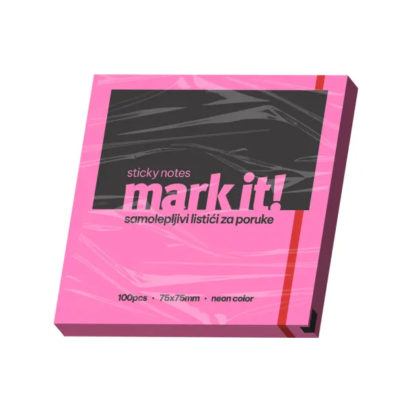 Samolepljivi listići Mark 100lis 75x75mm NEON roze