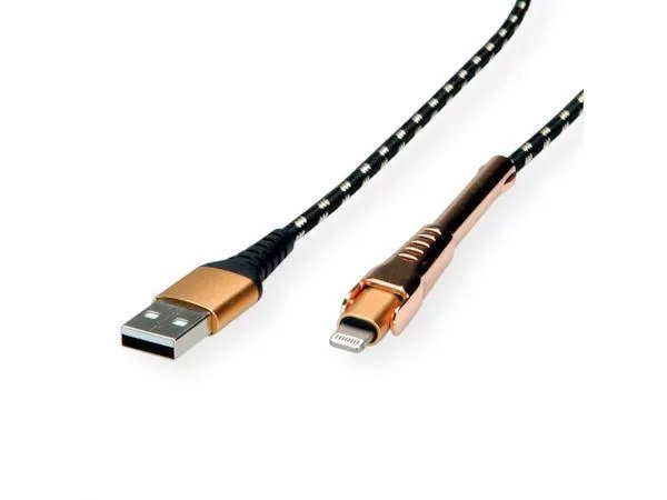 Secomp Roline GOLD Lightning to USB Cable for iPhone iPod iPad with Smartphone support function 1 m