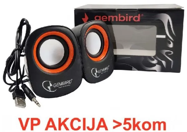 SPK-107 ** Gembird Stereo zvucnici Orange/Black 2 x 3W RMS USB pwr 3.5mm kutija sa prozorom (379)