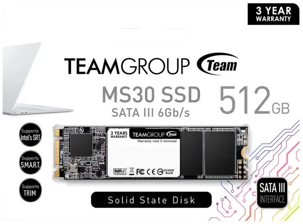 TeamGroup M.2 2280 512GB MS30 NGFF SSD SATA3 530/430MB/s TM8PS7512G0C101