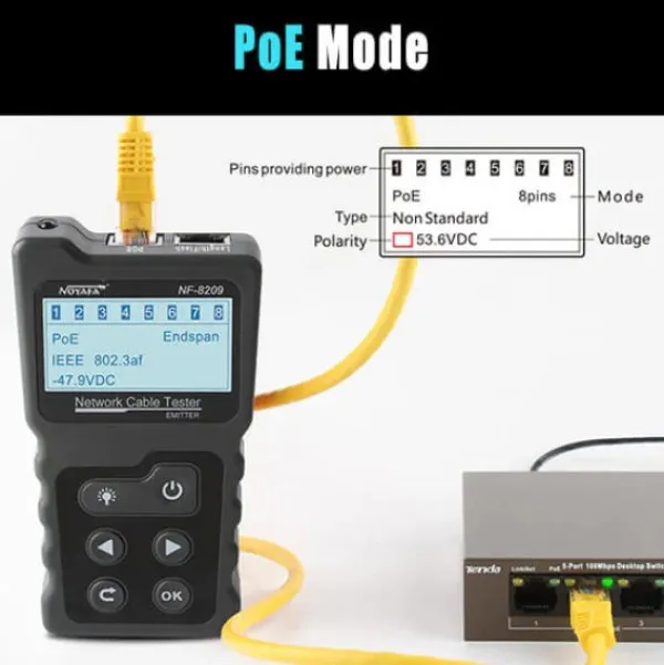 Tester Kablovski LAN POE Noyafa NF-8209 Digital Analog i PoE LAN TESTER I TRAGAC KABLOVA