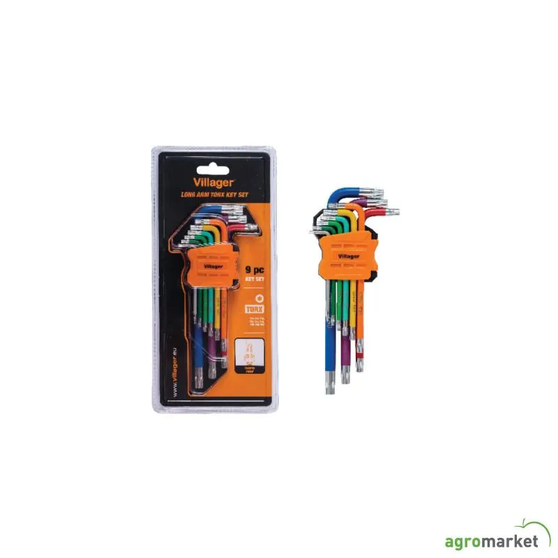 Torx set dugih ključeva 9 kom u boji