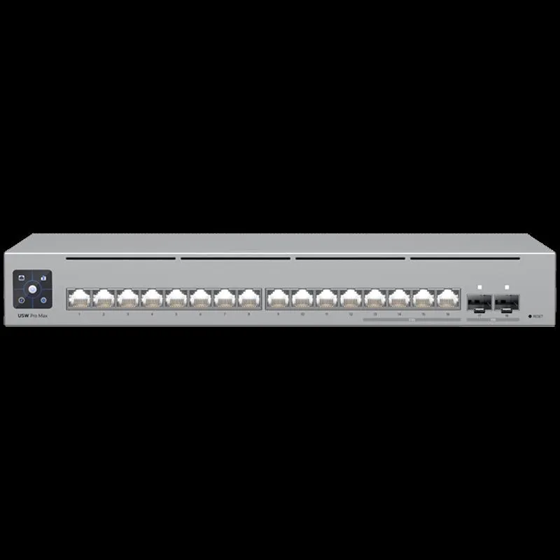 Ubiquiti 16-port Layer 3 Etherlighting switch 2.5 GbE and versatile mounting options 4x 2.5 GbE RJ45 ports 12x GbE RJ45 ports 2x 10G SFP+ ports