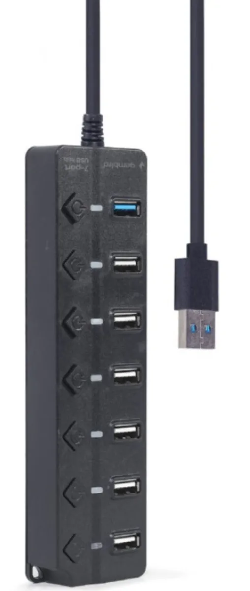 UHB-U3P1U2P6P-01 Gembird 7-port USB hub (1xUSB 3.1 + 6xUSB 2.0) with switches black