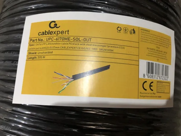 UPC-6170ME-SOL-OUT Gembird UTP cat.6 Outdoor+SAJLA solid 23AWG PREMIUM CCA kotur pun presek 305m
