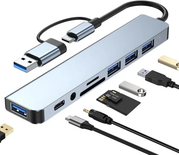 USB+TIP C Hub 4xUSB 3.0+TIP C+SD/micro sd+ Audio