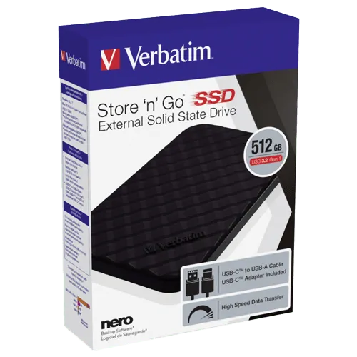 VERBATIM Eksterni Portable SSD 512GB  512 GB Crna USB 3.2 Gen1