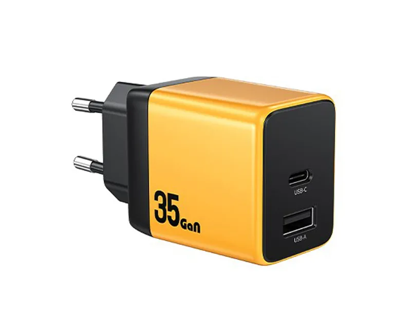 WP-U36 Superbrzi Strujni GaN punjač 2-porta USB (3.0 i 3.1 tip C) 35W žuti