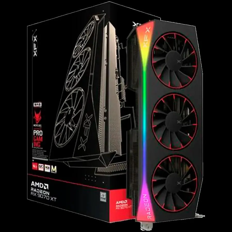 XFX Mercury AMD Radeon RX 9070XT OC Magnetic Air Edition with RGB 16GB GDDR6 HDMI 3xDP AMD RDNA 4