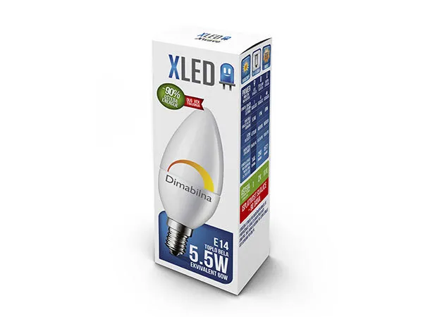 XLED E14 5.5W Dimmable LED Sijalica 3000K220V470Lmprekidač sa potenciometrom