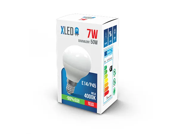 XLED E14 7W P45 NB LED Sijalica 4000K560LmMini220VBela