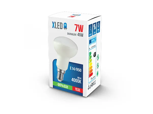 XLED E14 7WR50 NB LED Sijalica 4000K490Lm220VBela