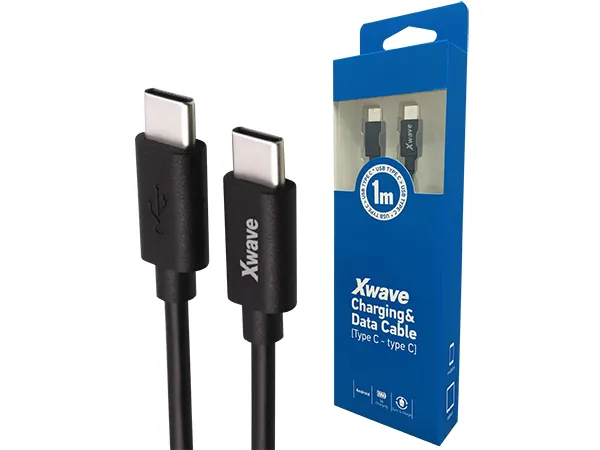 Xwave Kabl Tip-C muški na Tip-C muški 1M 3A 5GbpsblisterPVC crni