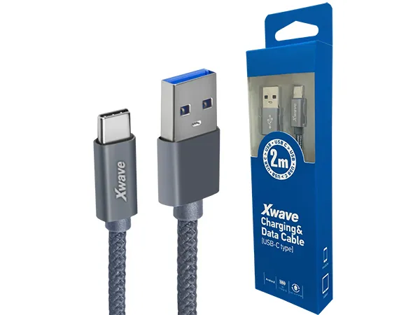 Xwave Kabl USB 3.1 na TIP-C 3.1 muško-muški 2M 3AAIupletenitamno sivi