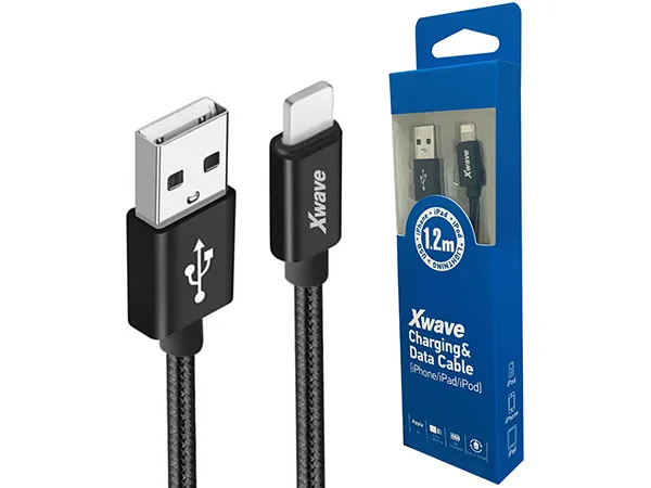 Xwave Kabl USB IPHONE 1.2M 3Aaluminiumblack mesh