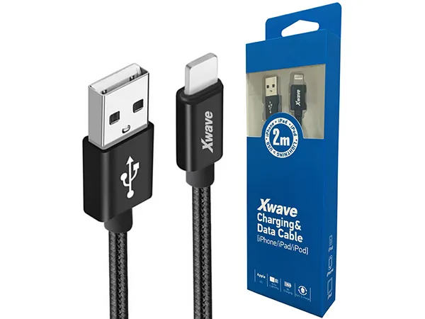 Xwave Kabl USB IPHONE 2M 3Alightning aluminiumupleteni black