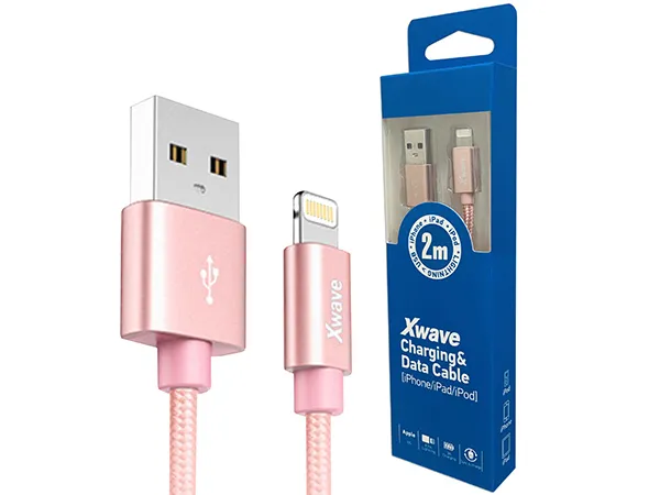Xwave Kabl USB IPHONE 2M 3Alightning aluminiumupleteni roze zlatni