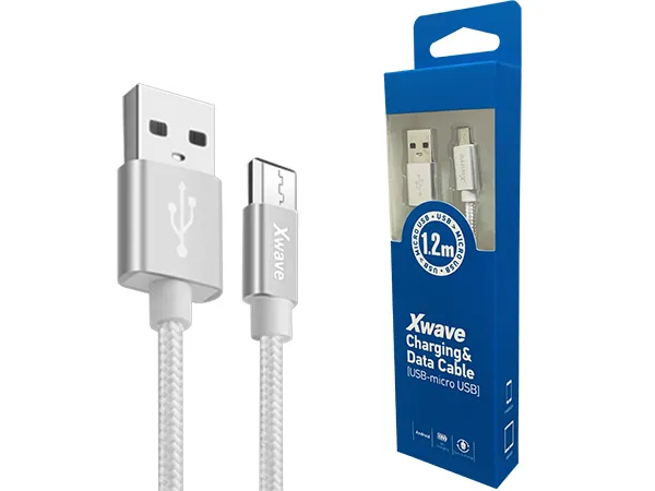 Xwave Kabl USB2.0 na Micro USB 1.2M2Aaluminiumupleten srebrni