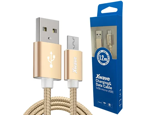 Xwave Kabl USB2.0 na Micro USB 1.2M2Aaluminiumupleteni zlatni