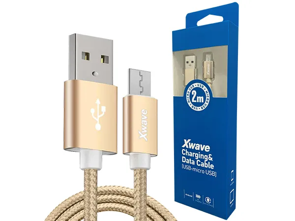 Xwave Kabl USB2.0 na Micro USB 2M2Aaluminiumupletenizlatni