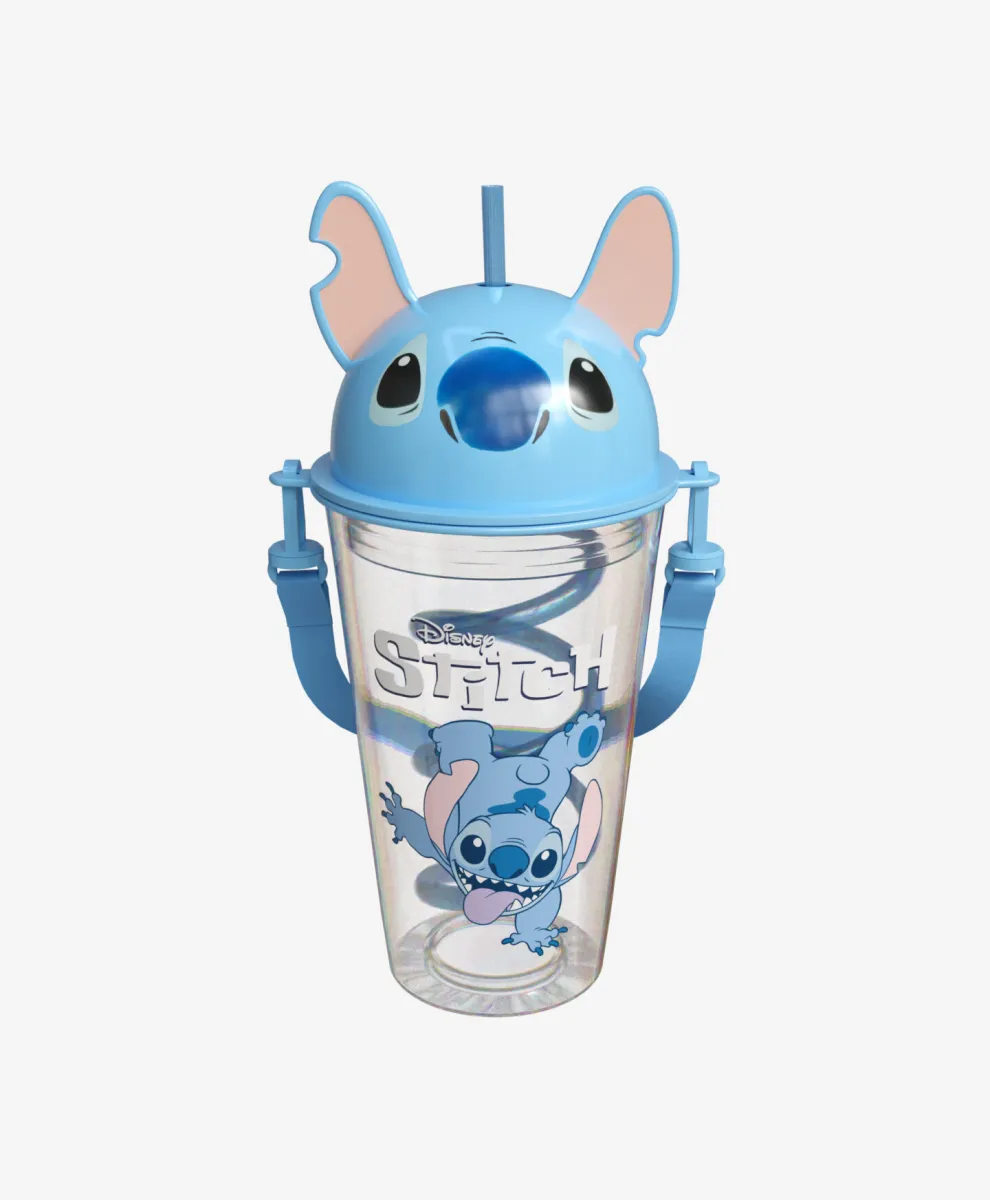 Čaša sa slamčicom i 3D poklopcem Lilo and Stitch