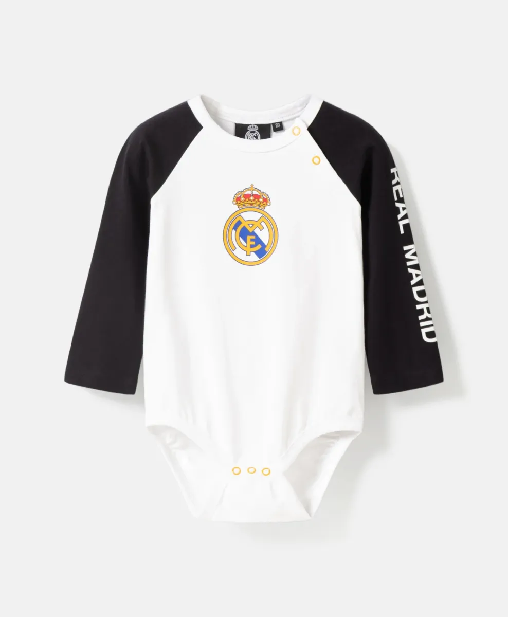 Bodi dugih rukava za bebe Real Madrid, 100% pamuk