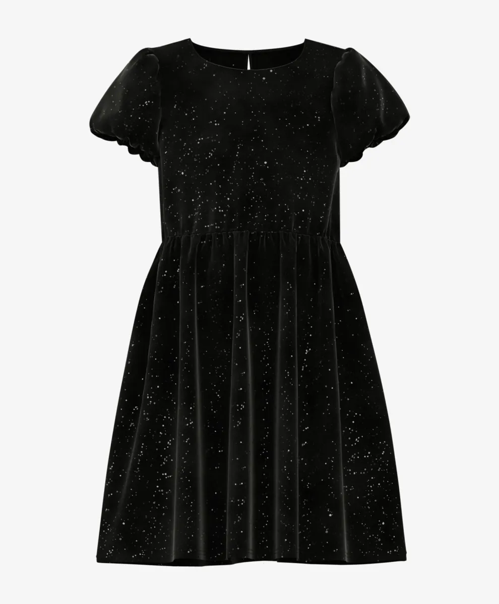 Crna haljina za devojčice sa šljokicama