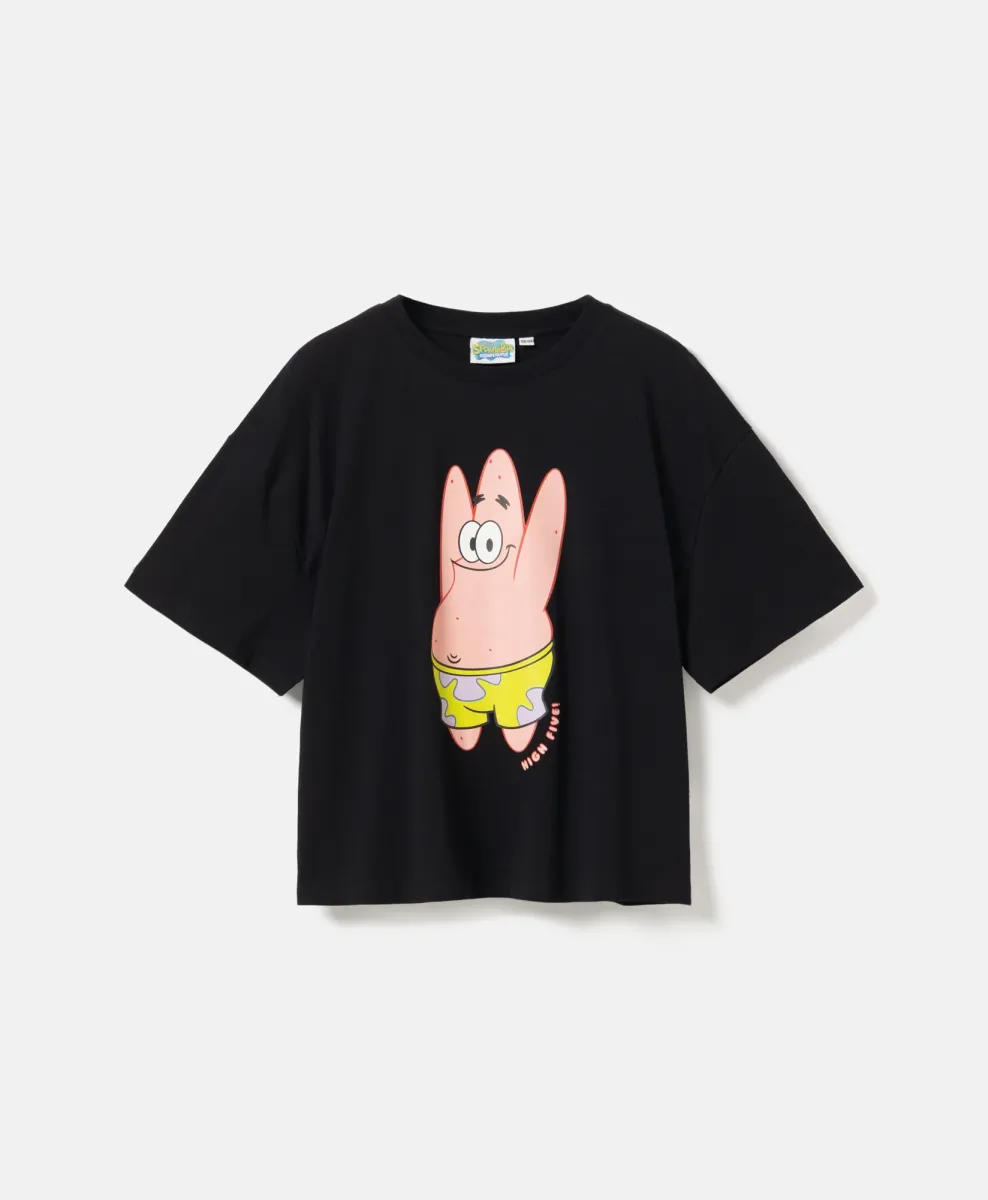 Crna majica za devojčice sa printom SpongeBob 100% pamuk