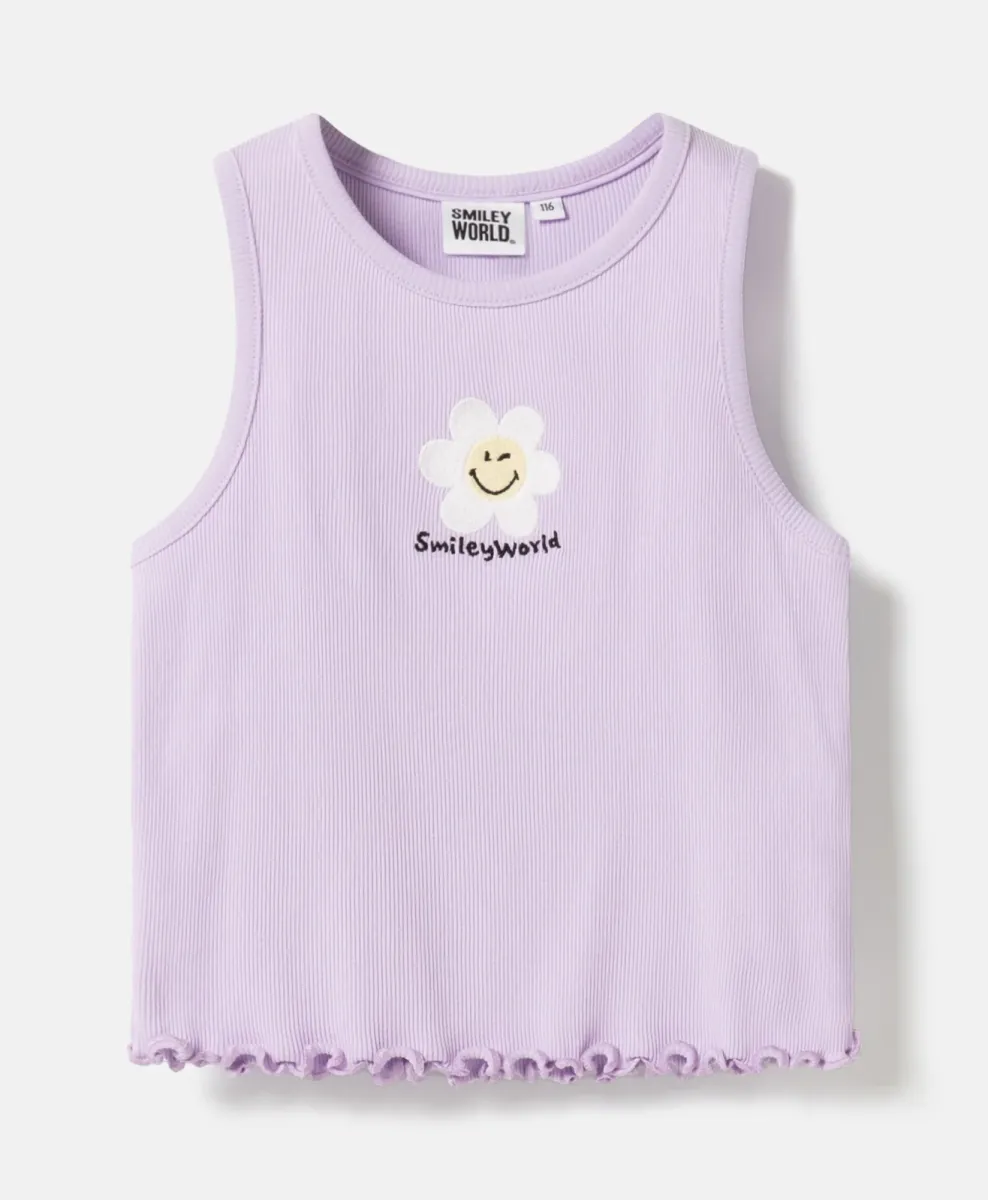 Devojački rebrasti top Smiley 100% pamuk