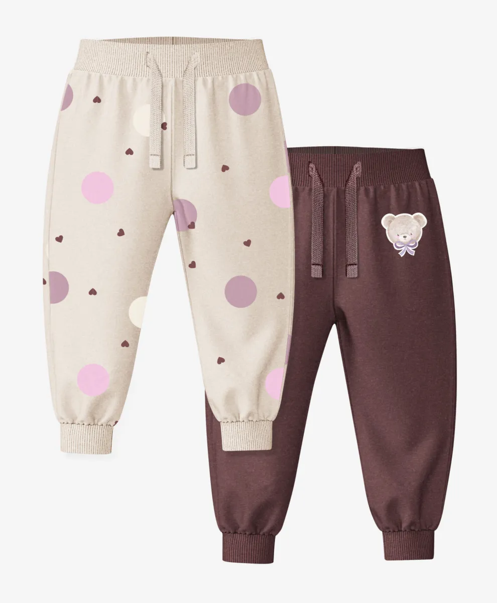 Donji deo trenerke za bebe devojčice, pakovanje od 2 komada