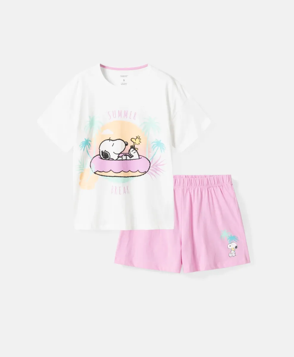 Ženski pidžama set majica i šorts Snoopy 100% pamuk
