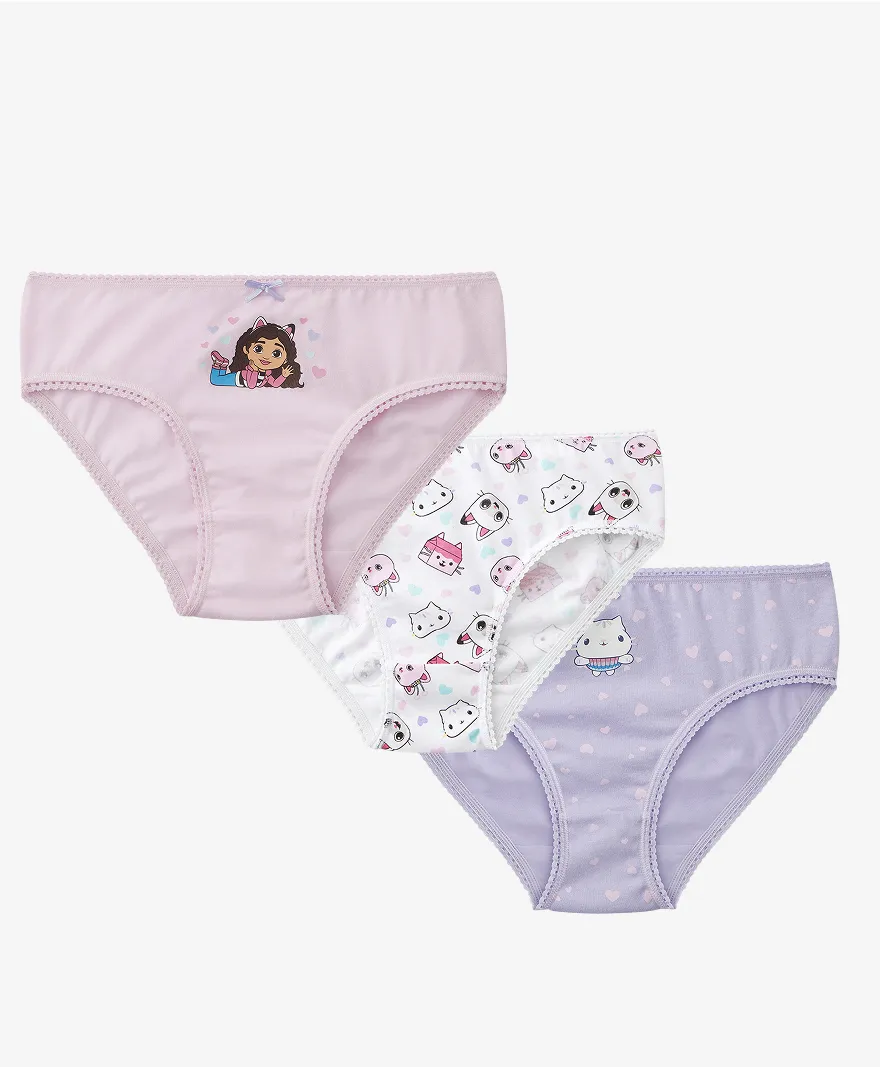 Gaćice za devojčice sa licenciranim printom Gabby's Dollhouse, pakovanje od 3 komada, 100% pamuk