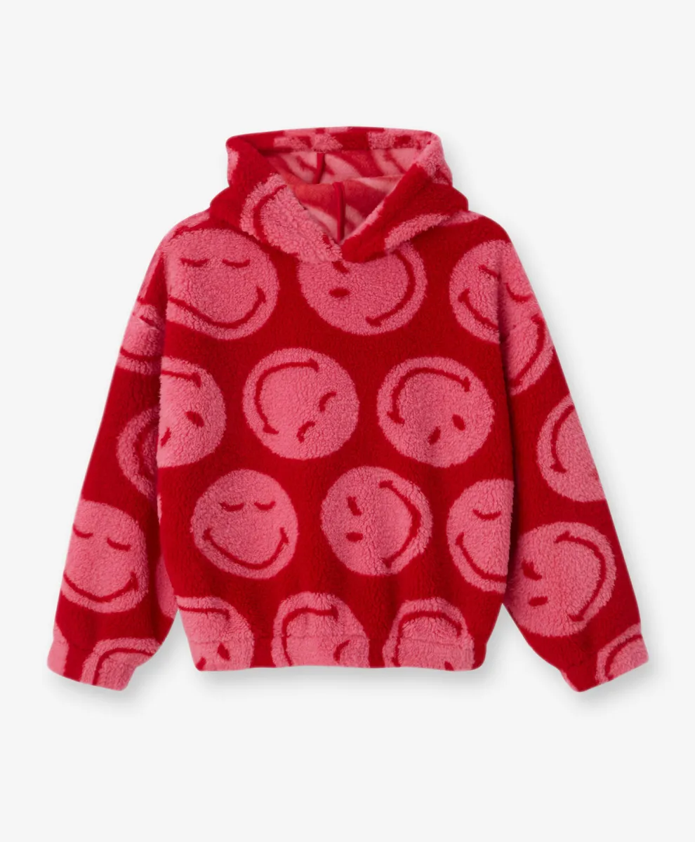 Gornji deo trenerke od sherpa flisa za devojčice Smiley