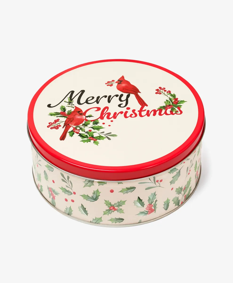 Okrugla limena kutija u crvenoj boji