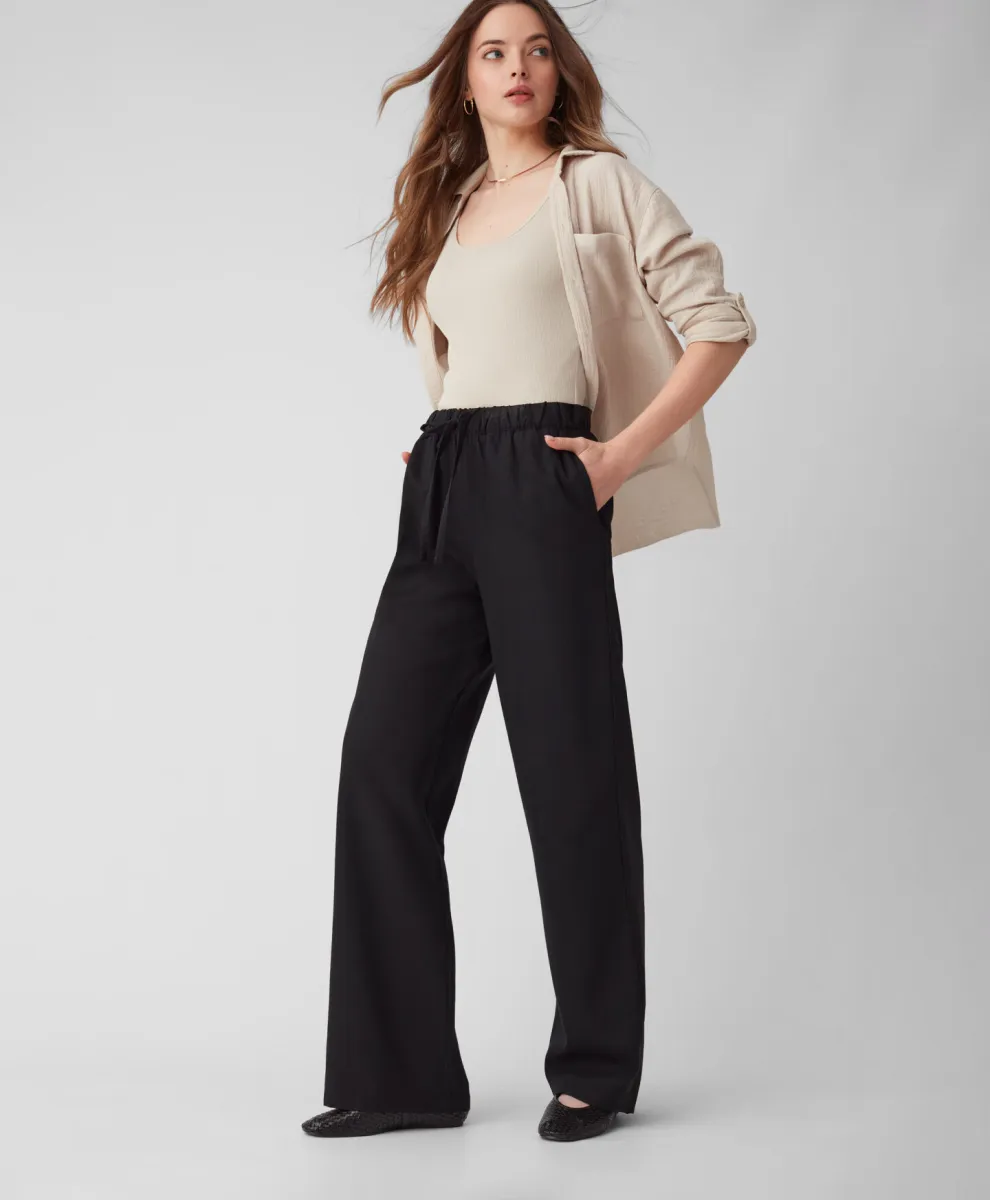 Pantalone od mešavine viskoze i lana za žene